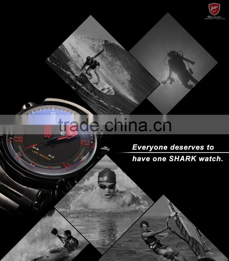 SHARK Sport Men Multiple Function Japan Movement Large Dial LED Display Digital Wrist Watches