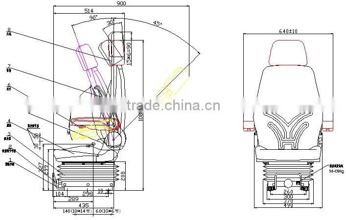 Fabric grammer bus driver seat, suspension seat(YS18)