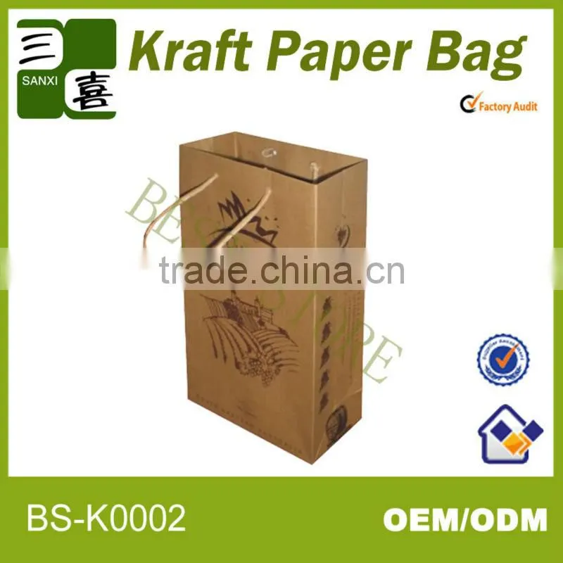 Customized elegant recycle kraft wine bag with best price