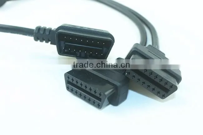 Cable splitter Y, Right Angle J1962M to 2 J1962F, RA Y-Cable, 1ft