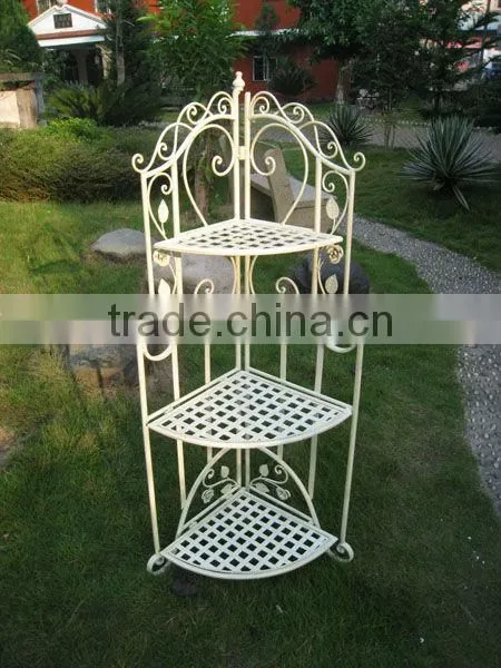 Antique Iron Living Room Corner Shelf Book Shelf