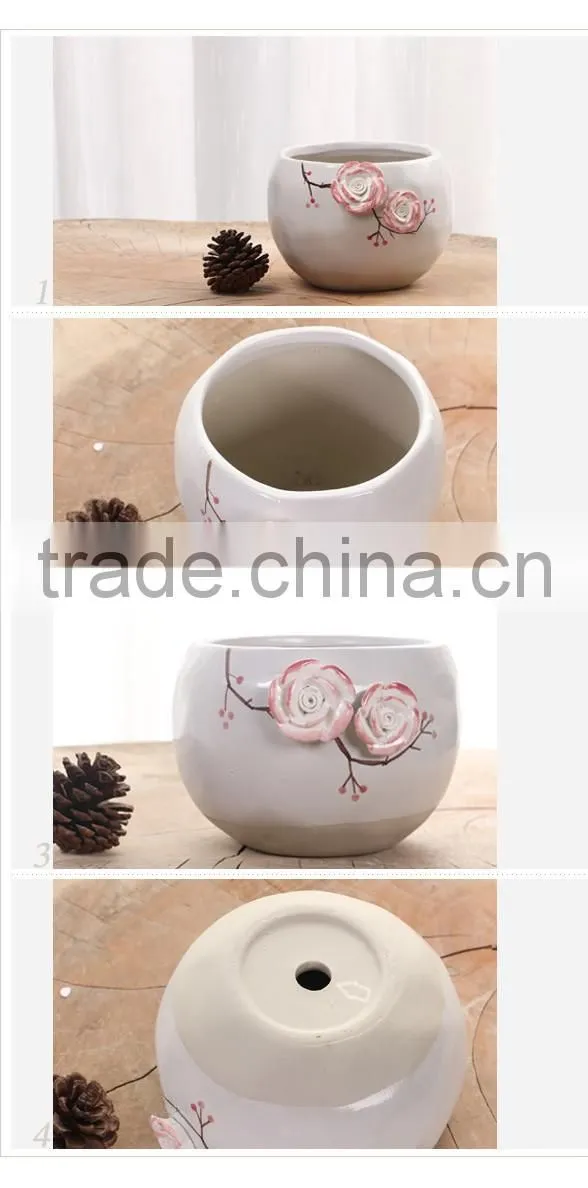 Creative hand-painted white ceramic indoor planters