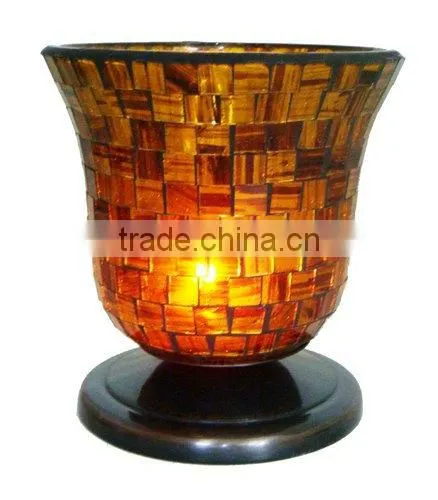 Metal Hurricane Glass Candle Holder