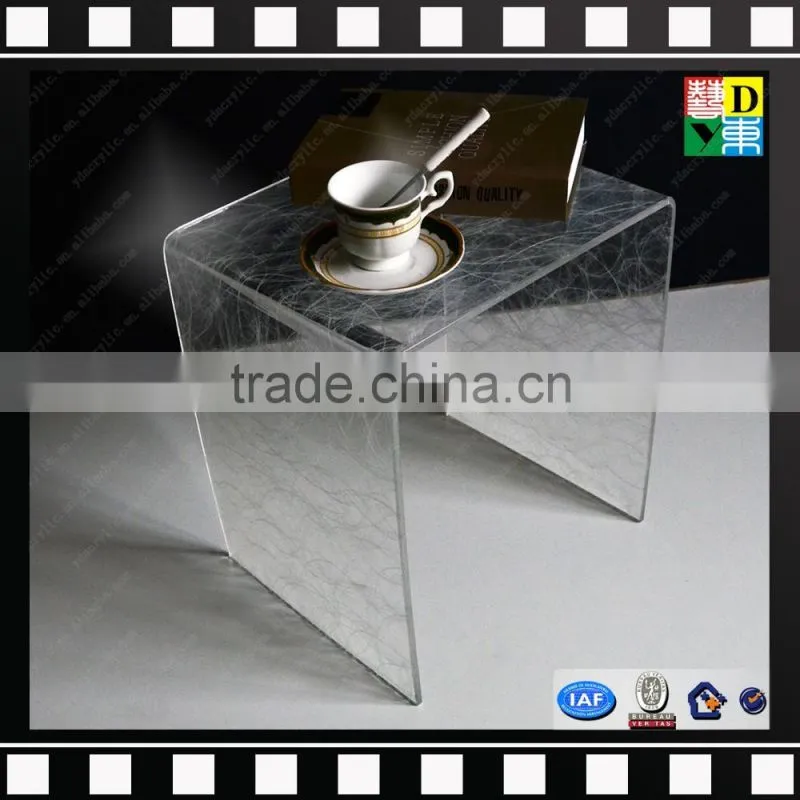 Clear acrylic u-shaped table homemade coffee table from shenzhen yidong