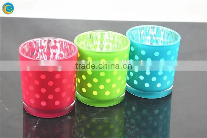 wholesale dots pattern tealight glass candle holders