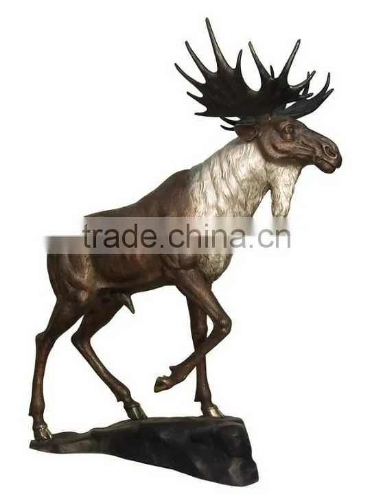 Hot sale Christmas home decor metal crafts bronze life size deer statues