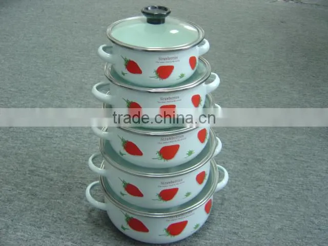 673DG 16-24CM enamel casserole cookware with glass lid
