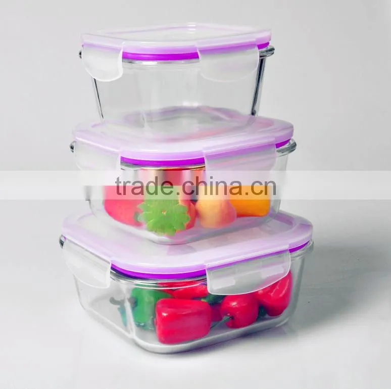hot selling heatable glass lunch-box,glass food storage,glass food container
