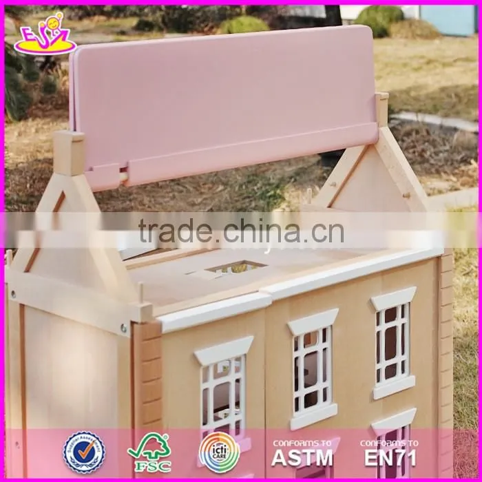 2017 New design lovely wooden girls dollhouse for sale W06A237