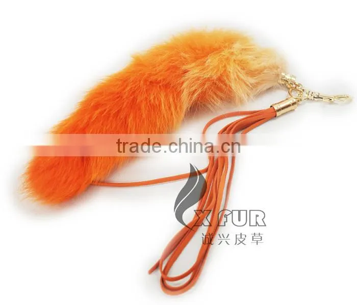 CX-R-25C Wholesale Good Quality Cute Custom Dyed Fox Tails Keychain