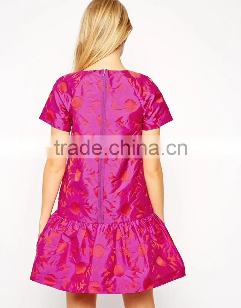 hift Dress in Floral Jacquard with Peplum