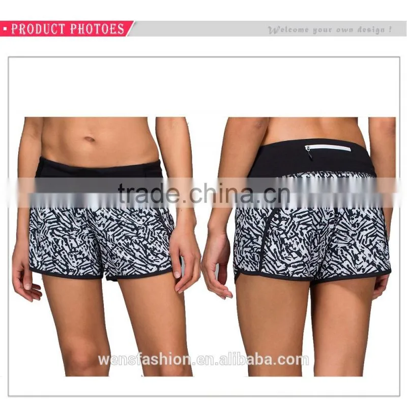 Dry- fit / lycra compression Printing stitching women fitness shorts