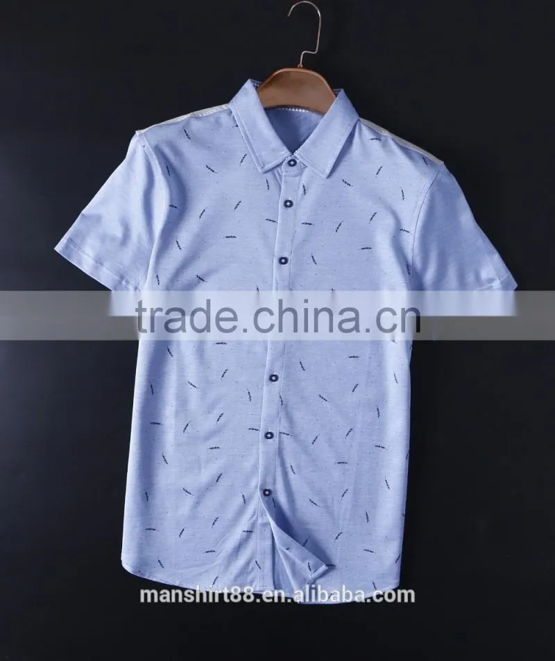 Latest jacquard short sleeves casual shirts for men