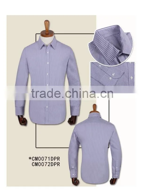 100% cotton checked long sleeve button up collar made to measure custom mens dress shirt