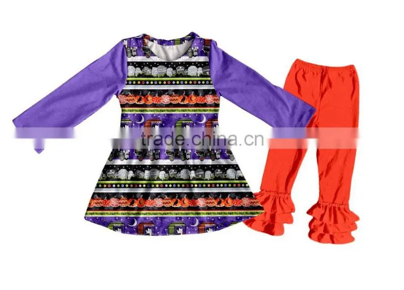 Children's cotton clothes halloween outfit wholesale remake polka dot clothes suit sets fall children clothing