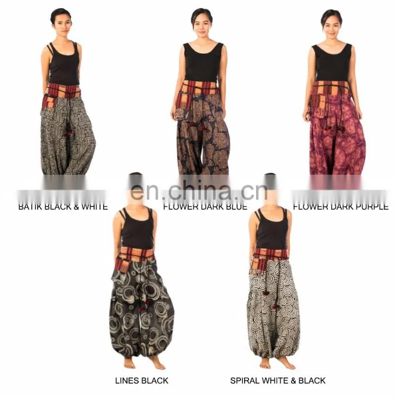 Lofbaz Women Handmade Hippie Hmong Boho Baggy Gypsy Aladdin Genie Harem Pants Trousers