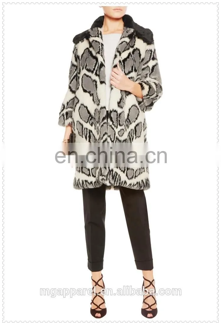 best selling printed long faux fur coats women made in china
