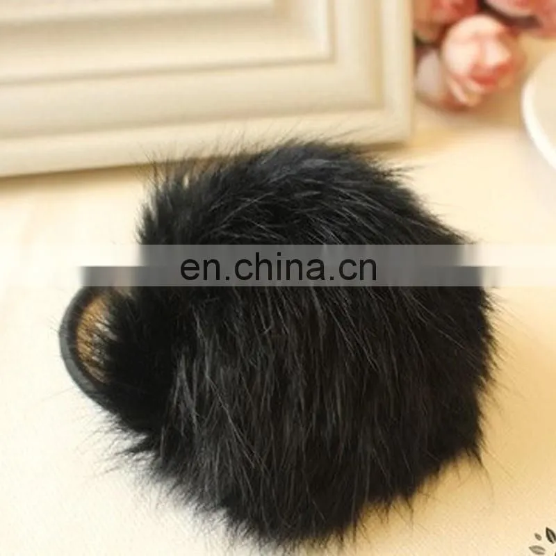 8cm genuine rabbit fur pompon hairband girl lady fur pom pom elastic