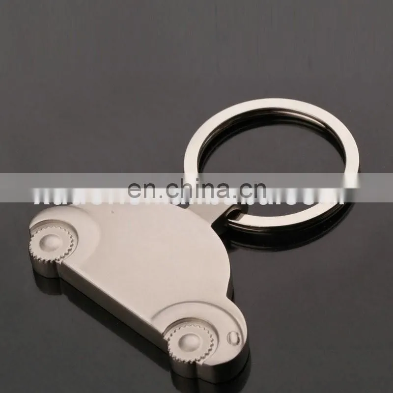 Metal car shape shopping cart coins keychain