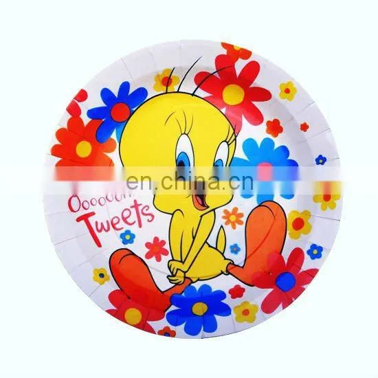 Popular disposable food grade paper birthday party supplies plates