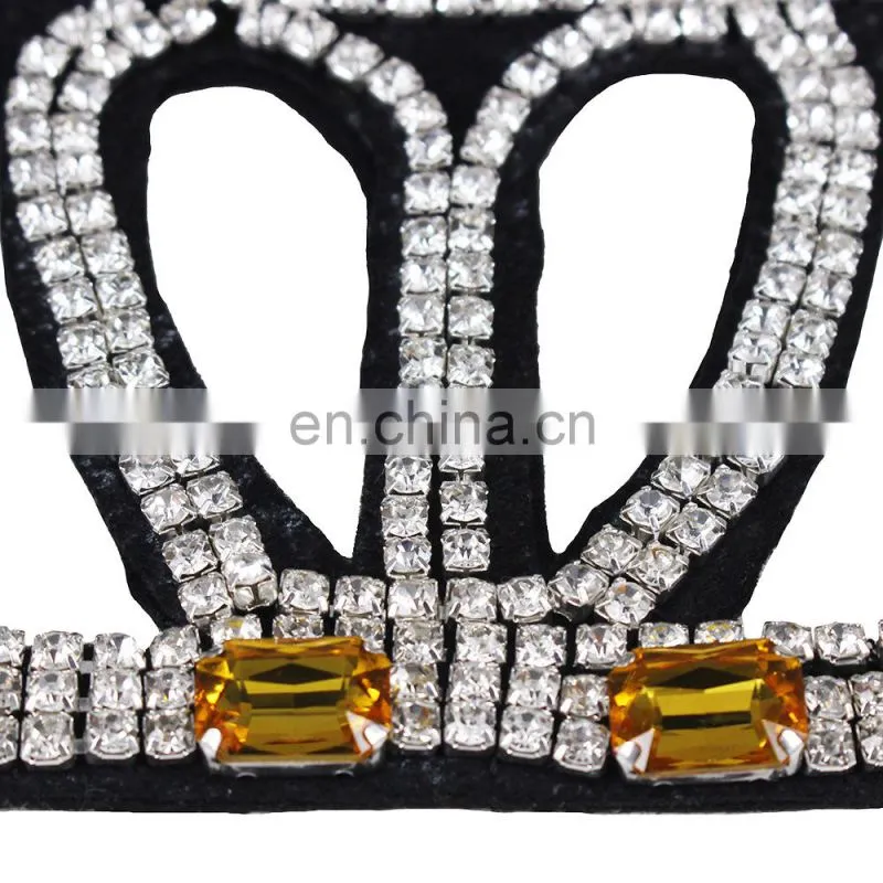 Cheap Beaded Crystal Crown Patches For Bags Clothing