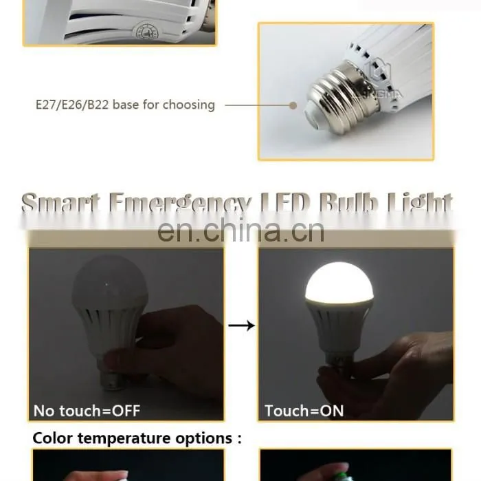 hot selling CE&RoHs certificated emergency 5w led bulb light with built-in battery with high quality