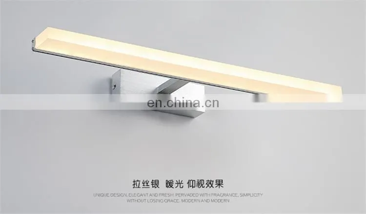 modern minimalist waterproof long black LED mirror cabinet lamp for bathroom makeup