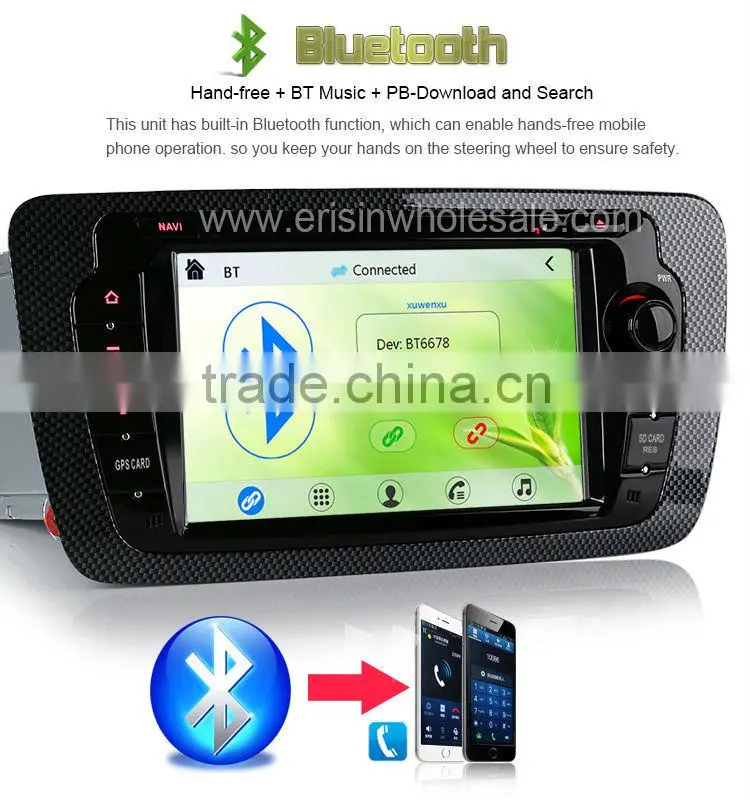 Erisin ES7695M 7" 2 Din Bluetooth Car Radio with GPS 3G for SEAT IBIZA