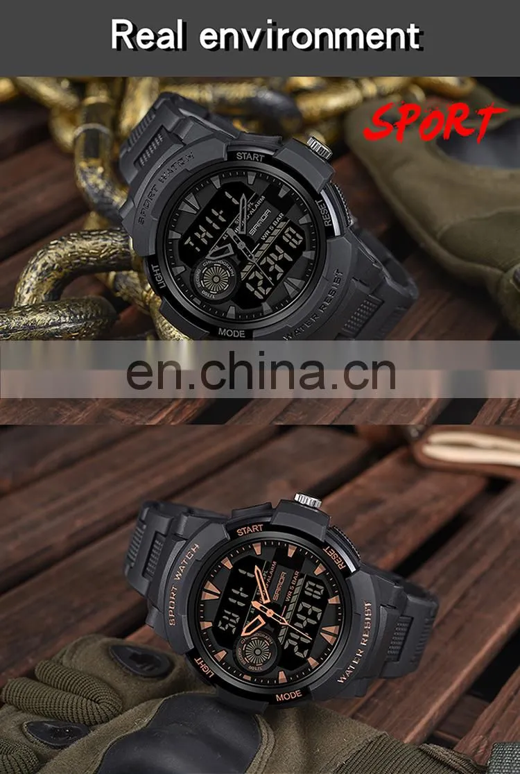 Sanda 6002 New Analogue LED Mens Watches Chrono Luminous Water Proof Sport Men Digital Watch