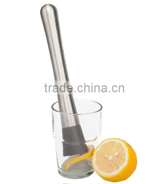 Cocktail Muddler - Stainless Steel - Grooved Nylon Head