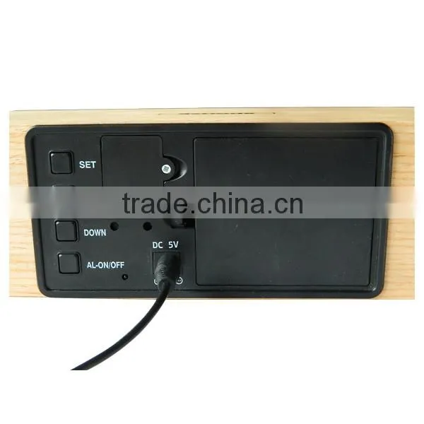 Office Digital LED Wood Clock with Calendar and Touch Function