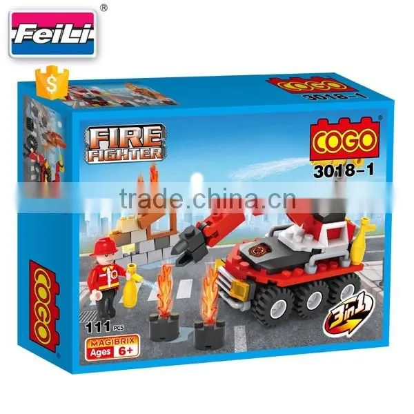 COGO fire fighter blocks 3 in 1 with 111pcs plastic building blocks for kids