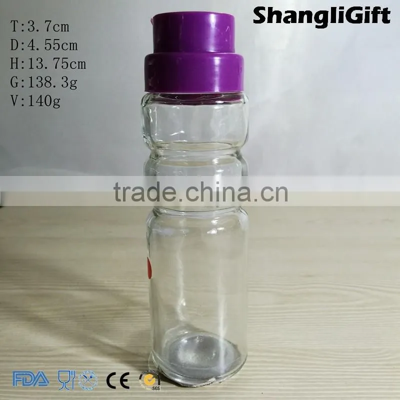 140ml Clear Spice Bottle With Purple Cap For Restaurant Glass Bottles