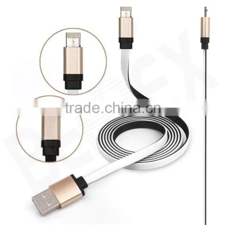 Real 2 in 1 Noodle Data Link Micro USB Charger IOS Cable