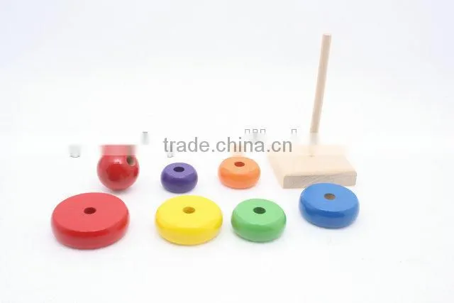 Baby wooden rainbow tower blocks toys