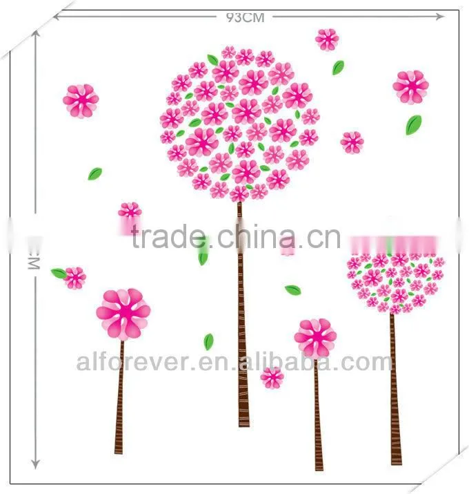 Hot sale XL pink dandelion wall decor for living room 60*90cm
