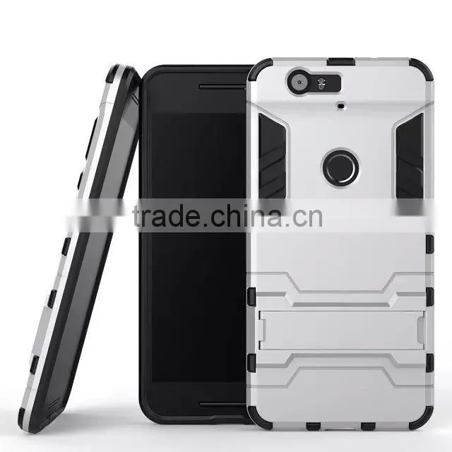 TPU Rubber Back Stand Case for Huawei nexus 6p TPU+PC Cover Case with Stents MT-4904