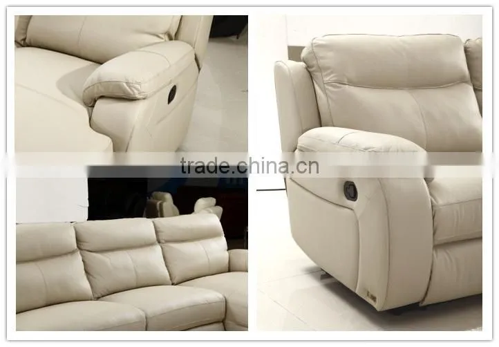 2015 Hot sell L shaped leather sofa with recliner for living room