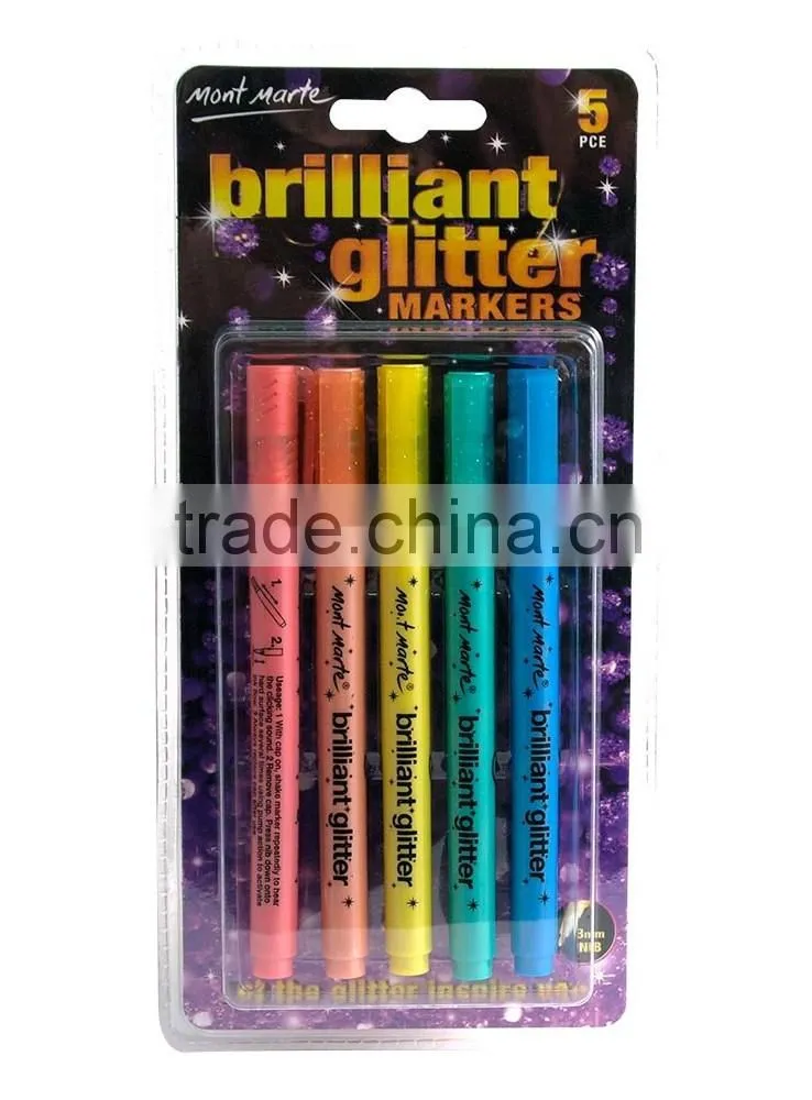 Mont Marte Brilliant Glitter Markers 5pce