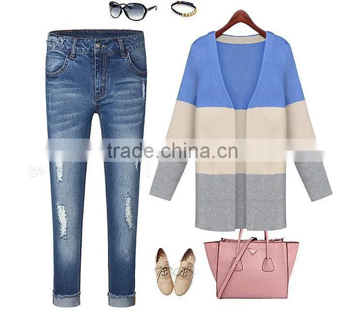 2014 new arrival stylish cotton v-collar cardigan models sweater for ladies