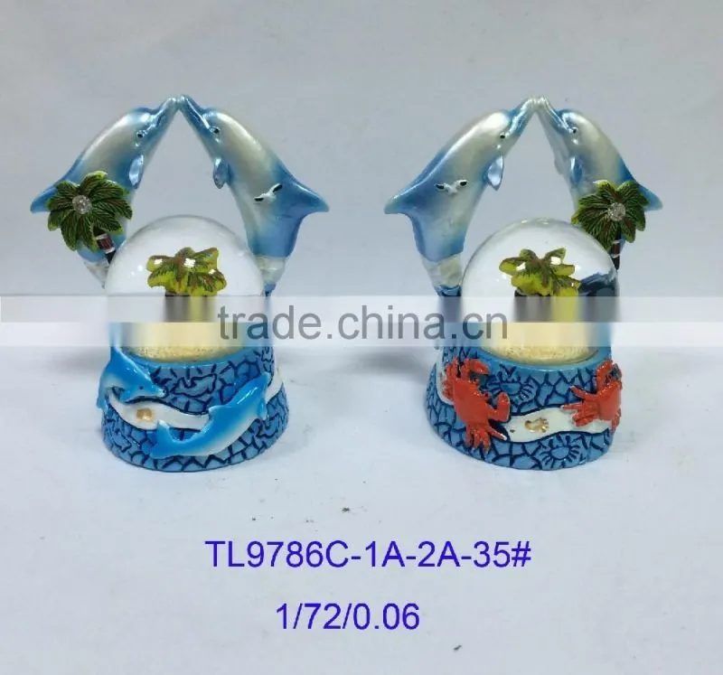 polyresin dolphin snow globe item