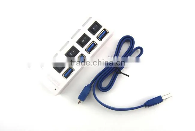 Computer 4 Ports 3.0 High Speed USB Hub with Swith Button