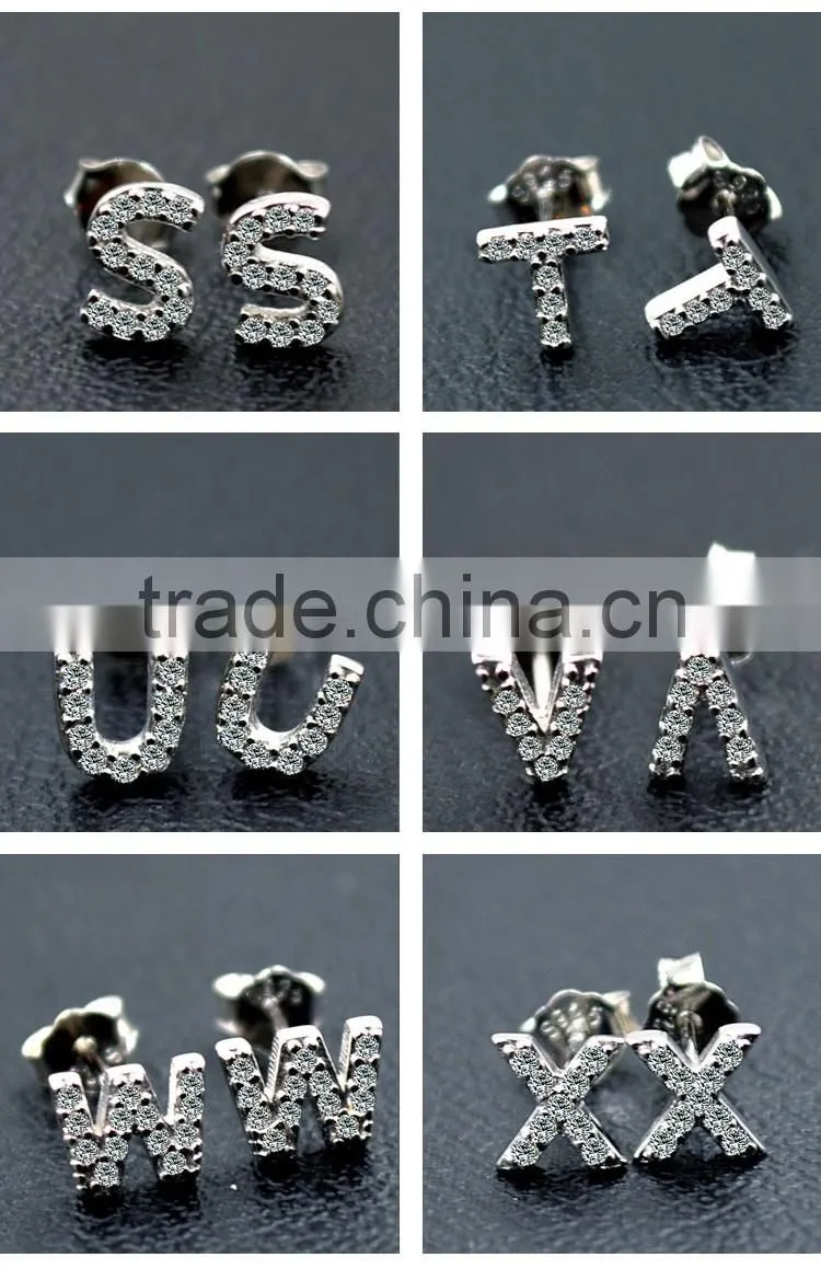 Infinite Factory Direct Sale 925 Sterling Silver earrings Letter shape A-Z silver earrings