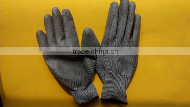 2015 hot sell! PU coated palm nylon gloves