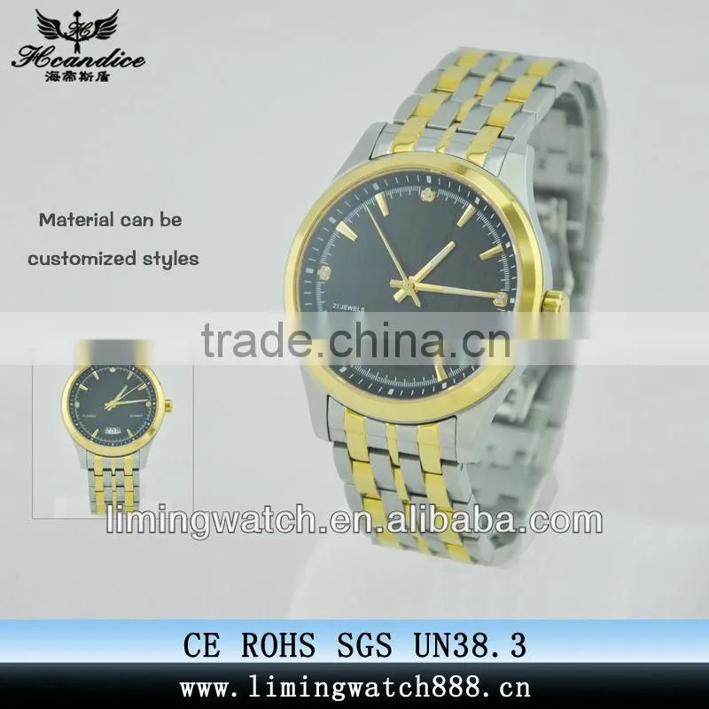 New Titanium Black Stainless Steel Automatic Skeleton Mechanical Men Watch jewel set