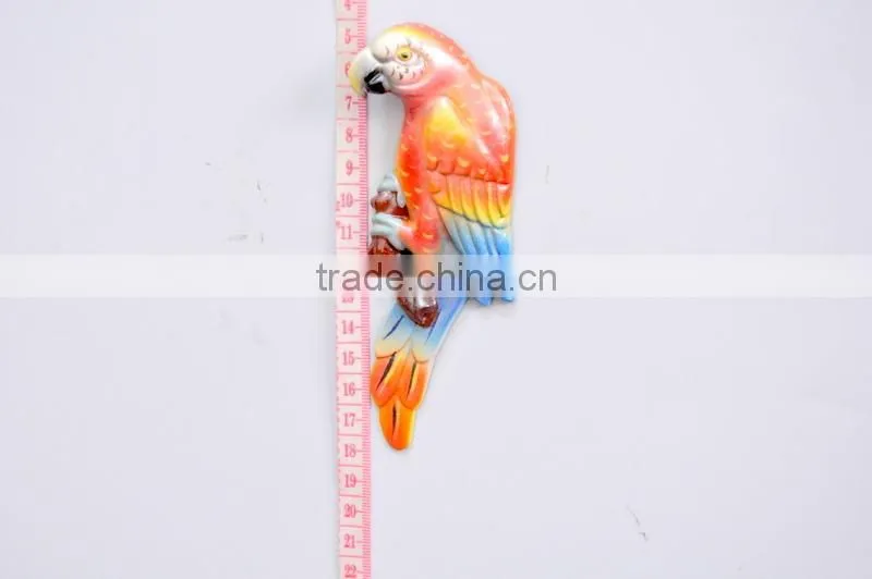 Colorful 5 inch Plastic Pearl Powder Flat Parrot Animal Fridge Magnet, Animal Homes craft, Decorative Magnets