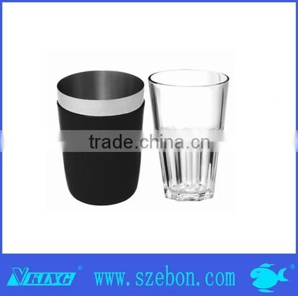 High quality stainless steel gold plated 2pcs boston cocktail shaker set