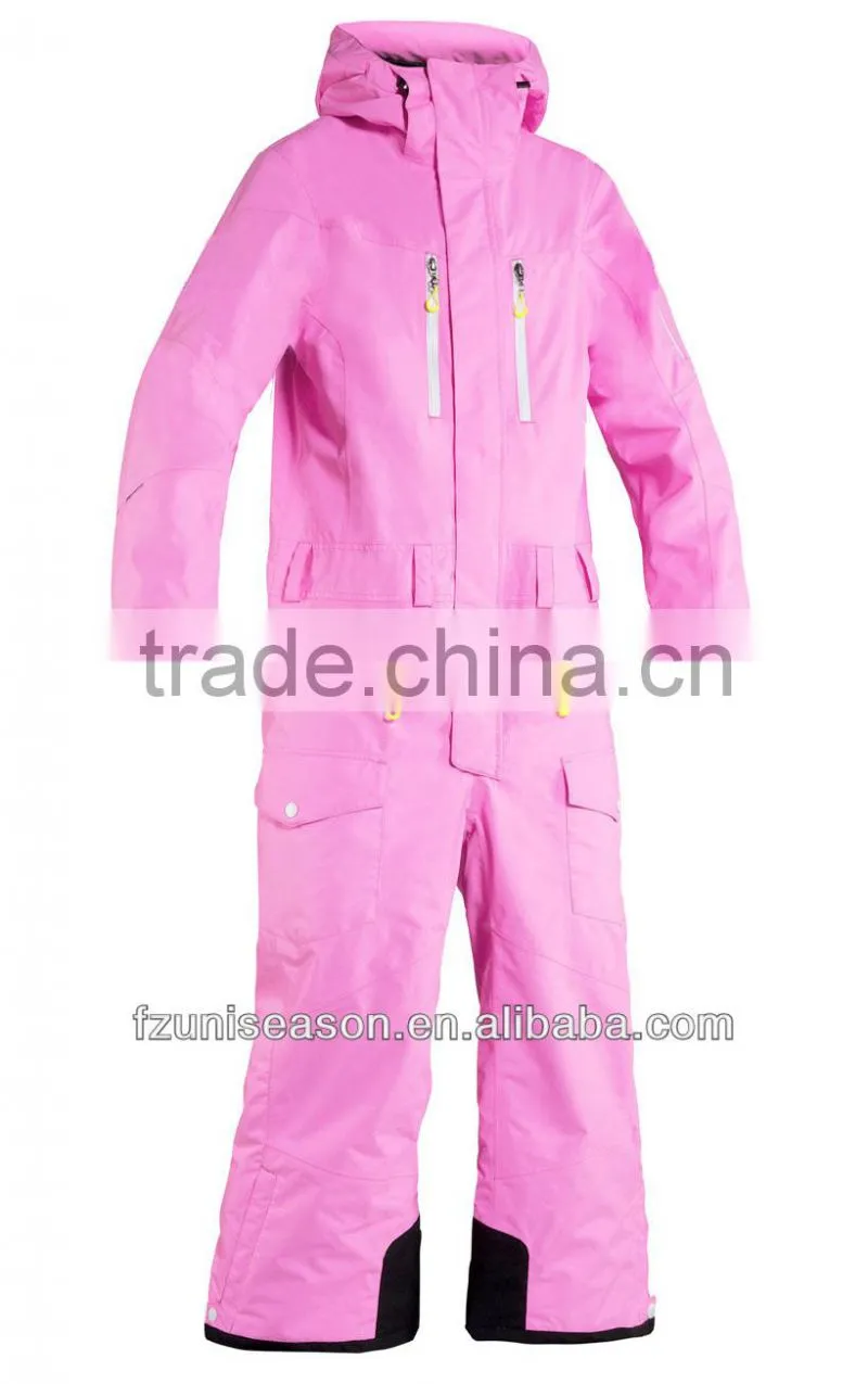 One piece women snow suits pink