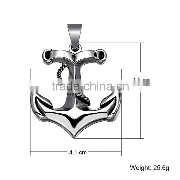 Vintage punk style jewelry JCN0324 stainless steel anchor necklace pendant