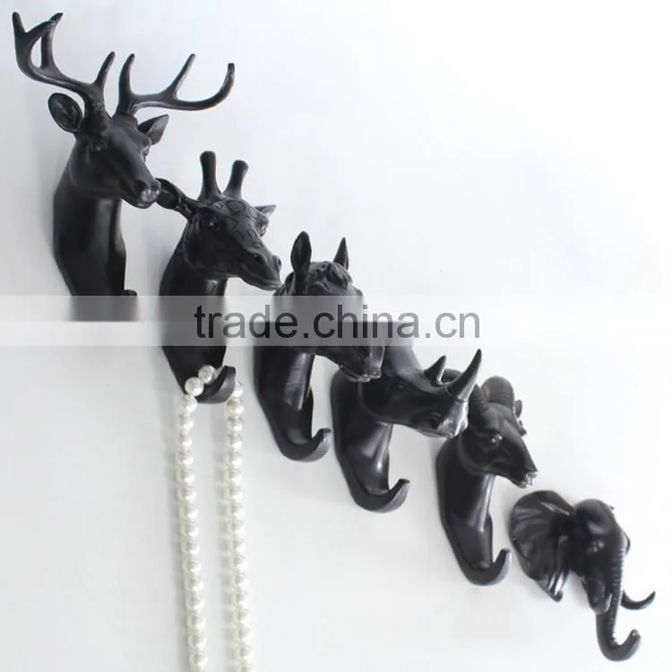 Polyresin elephant head for wall decoration hook animal head wholesale